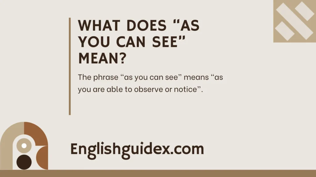What Does āAs You Can Seeā Mean?