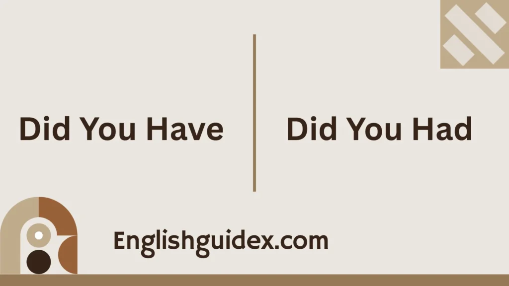 Did You Have vs Did You Had
